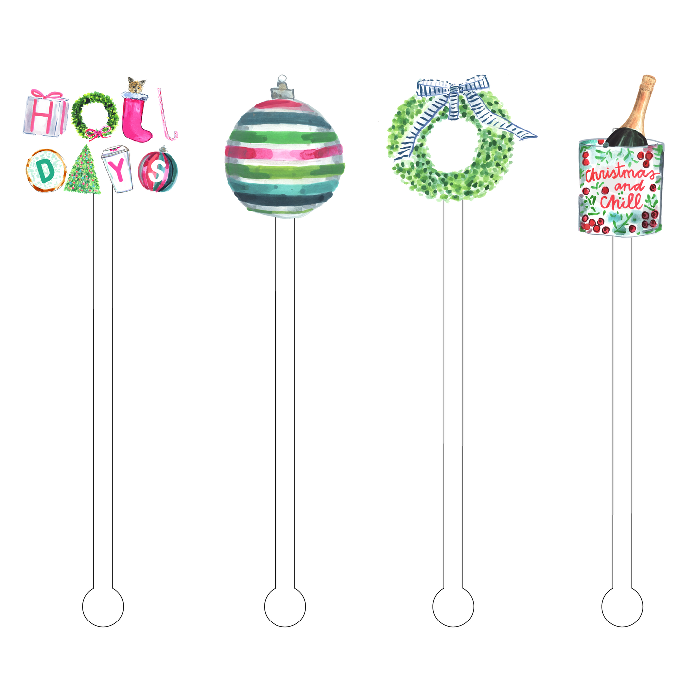 CHRISTMAS & CHILL ACRYLIC STIR STICKS COMBO