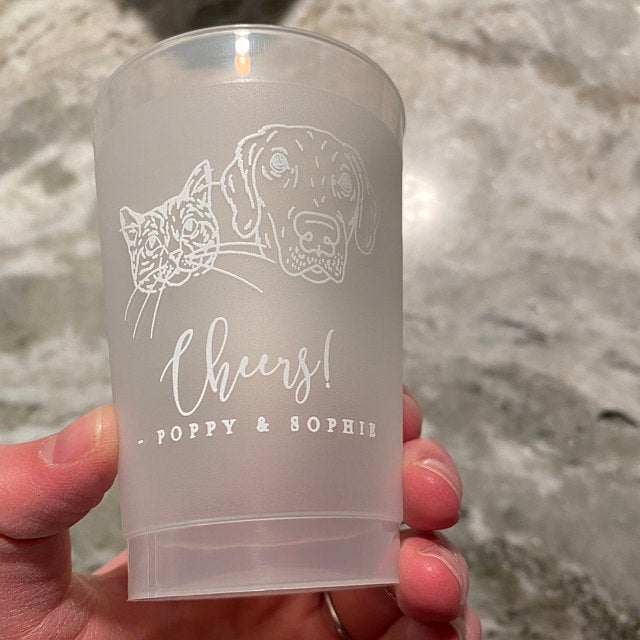 Hand-Drawn Pet Sketch Frosted Cups