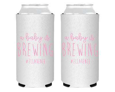 A Baby is Brewing Couples Shower Foam Slim Can Cooler