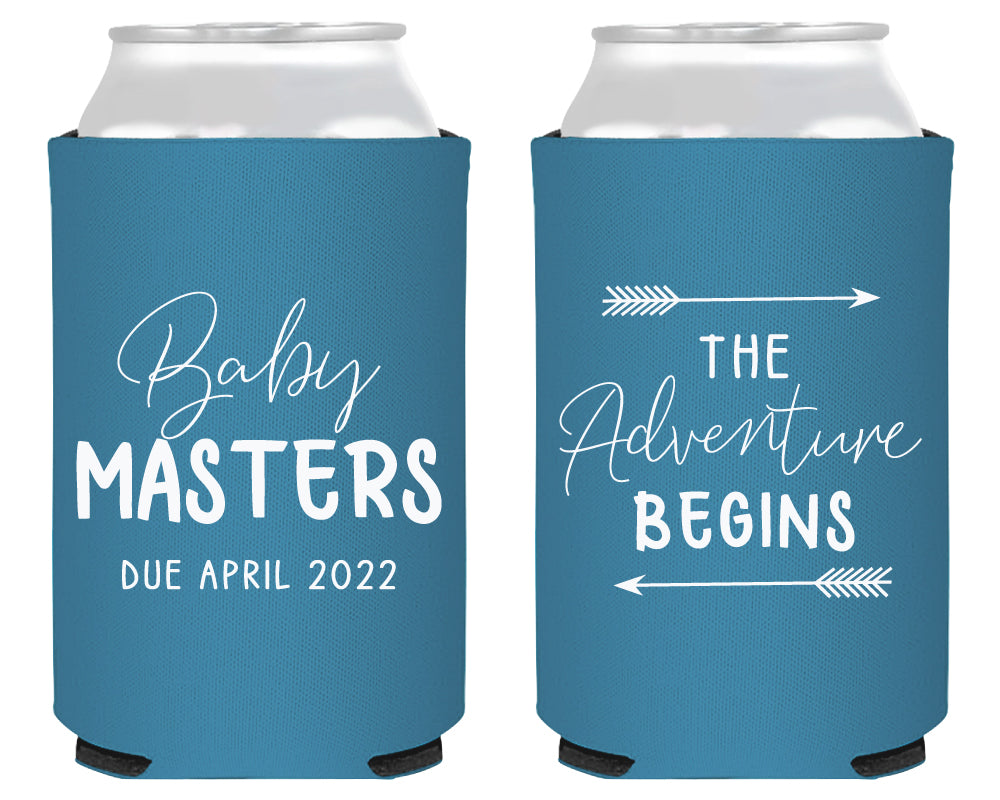 The Adventure Begins Baby Shower Neoprene Can Cooler