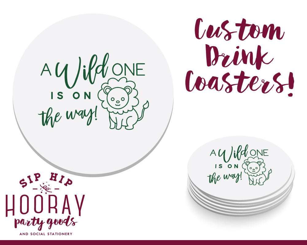 A Wild One Jungle Baby Shower Coasters