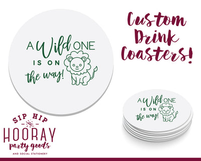 A Wild One Jungle Baby Shower Coasters