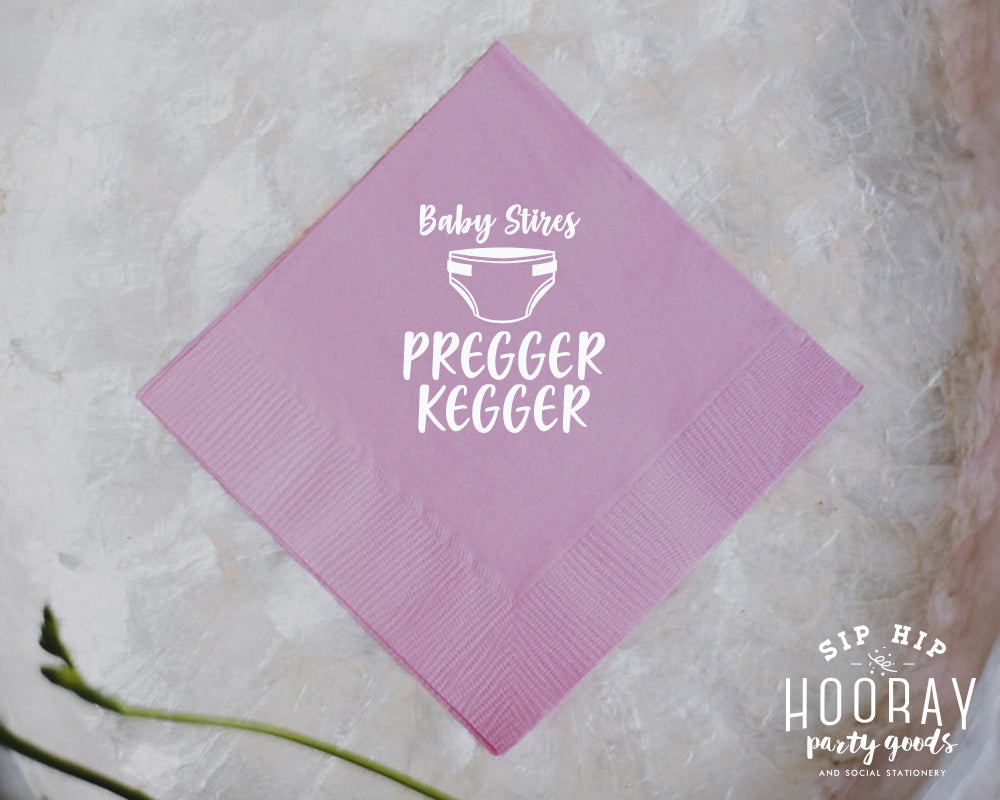 Pregger Kegger Baby Shower Cocktail Napkin