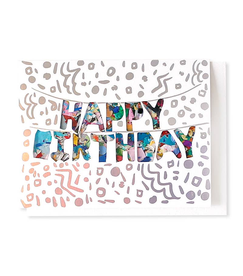 HBD Balloons Confetti-Filled & Holographic Foil-Stamped Card
