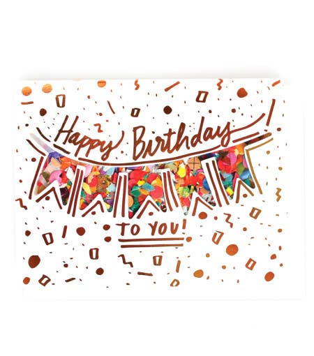 Happy Birthday Confetti-Filled + Copper Foil Stamped Card
