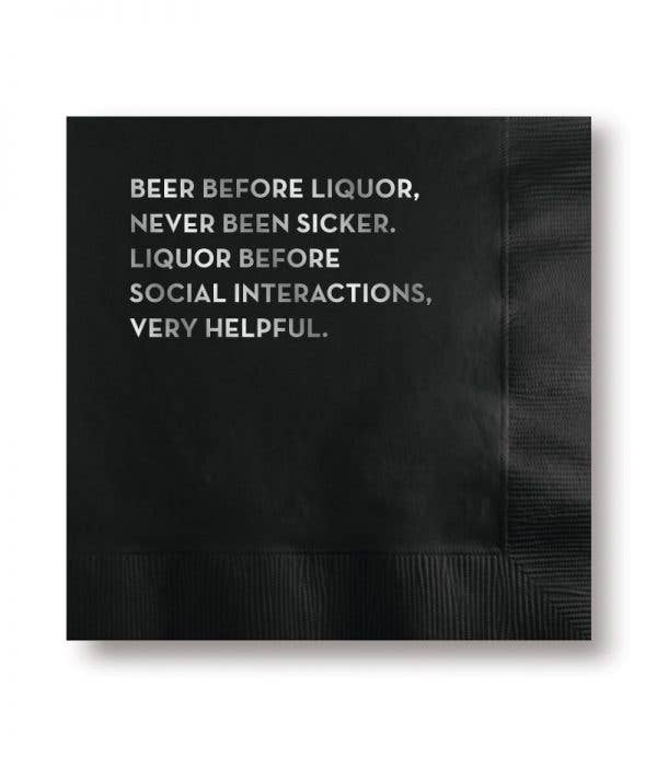 Beer Before Liquor Cocktail Napkins - Boxed Set of 20