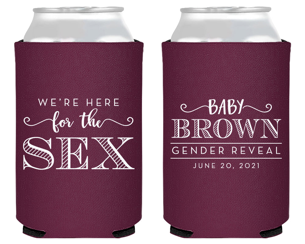 Here For The Sex Fancy Baby Gender Reveal Foam Can Cooler