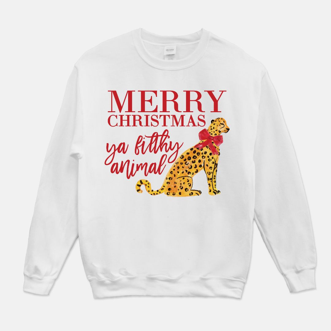 Merry Christmas Ya Filthy Animal Unisex Crew Neck Sweatshirt