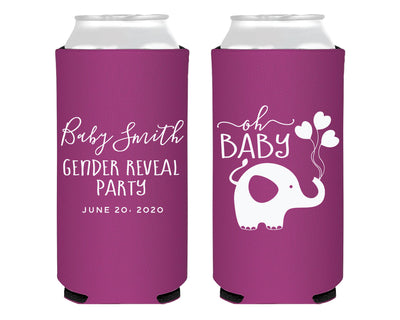 Elephant Baby Gender Reveal Foam Slim Can Cooler