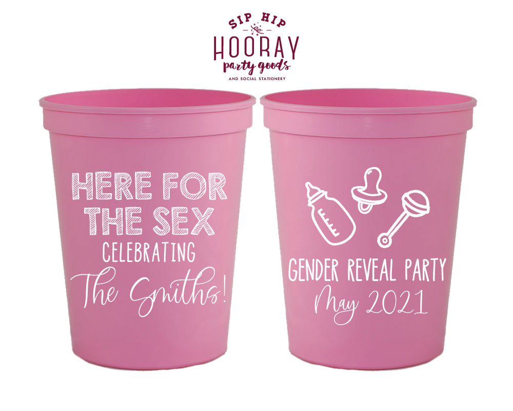 Here For The Sex Baby Gender Reveal Stadium Cup