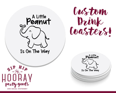 A Little Peanut Is On The Way Elephant Baby Shower Coasters