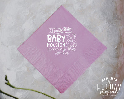 Teddy Bear Blessing Baby Shower Cocktail Napkin