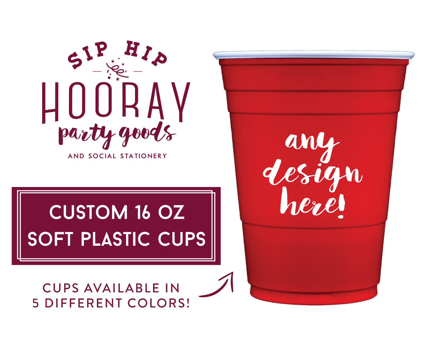 Red Personalized Soft Plastic Cups - Clear and Colors