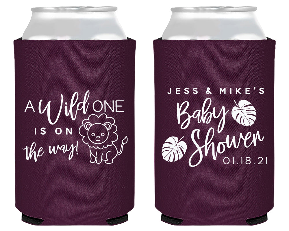 A Wild One Jungle Baby Shower Foam Can Cooler
