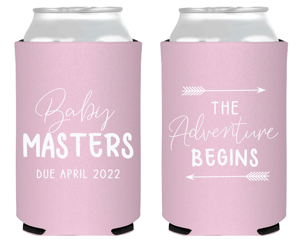 The Adventure Begins Baby Shower Foam Can Cooler