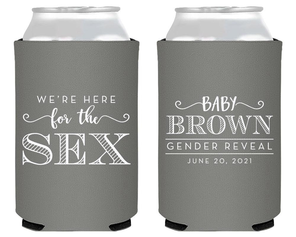 Here For The Sex Fancy Baby Gender Reveal Neoprene Can Cooler