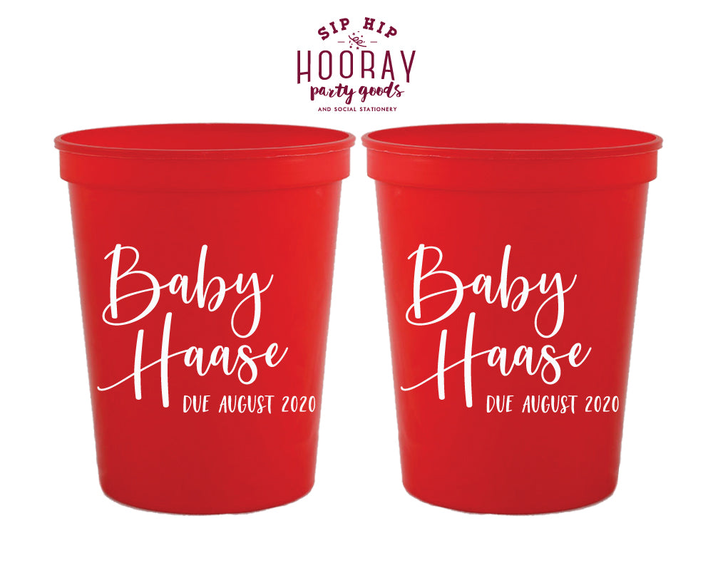 Simple Script Modern with Due Date Baby Shower Stadium Cup
