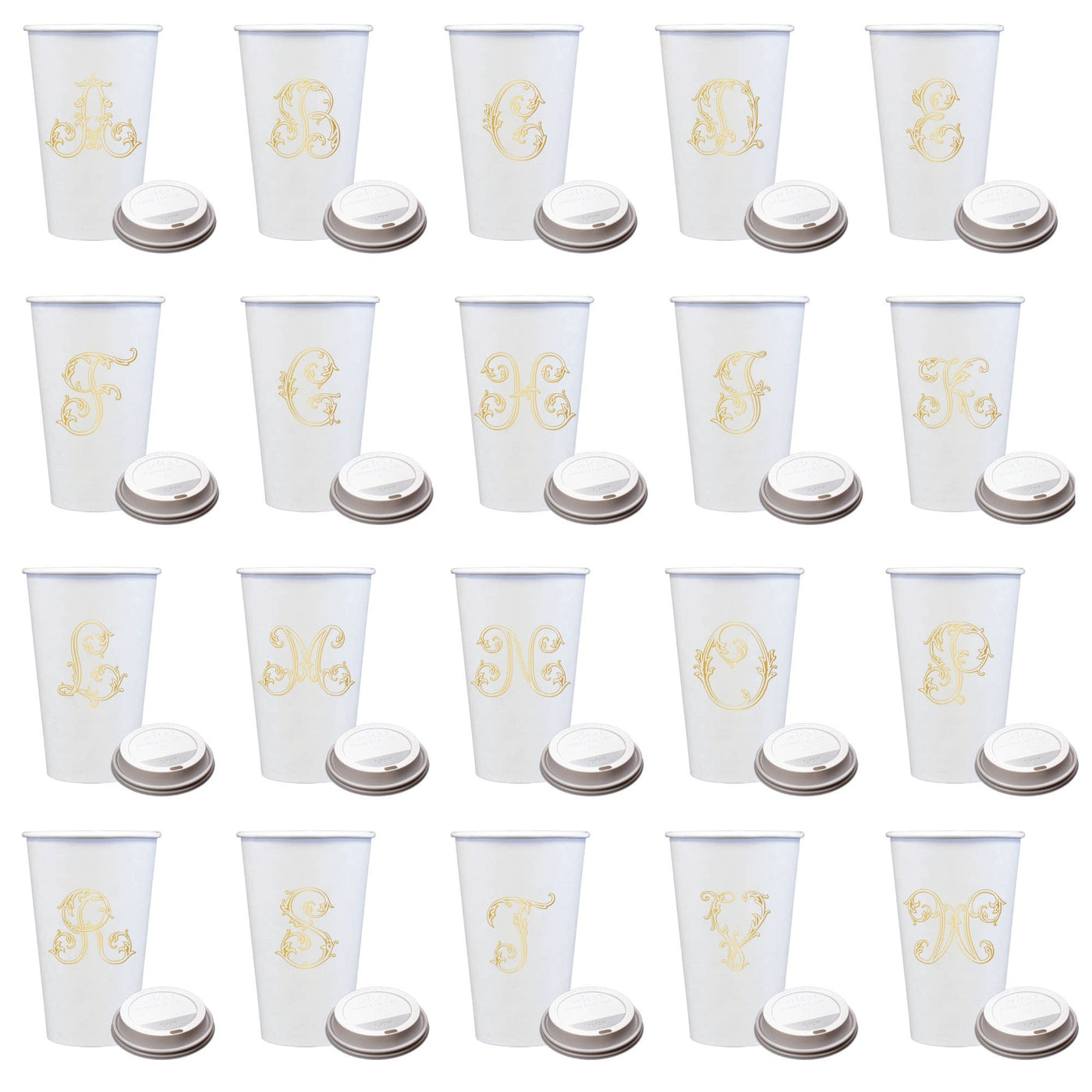Initial Monogrammed Coffee Cups with Lids