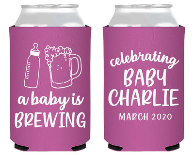 A Baby is Brewing Bottle and Beer Cheers Mug Neoprene Can Cooler