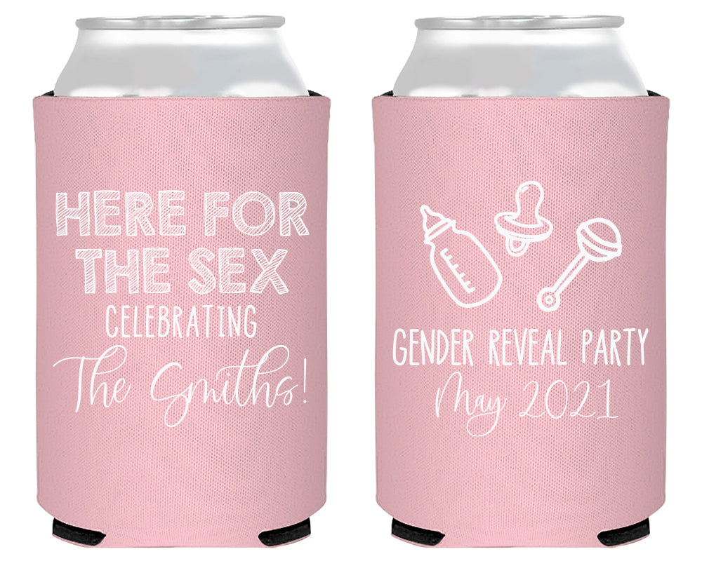 Here For The Sex Baby Gender Reveal Foam Can Cooler