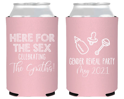 Here For The Sex Baby Gender Reveal Foam Can Cooler