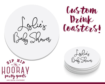 Simple Script Welcome Baby Shower or Gender Reveal Coasters