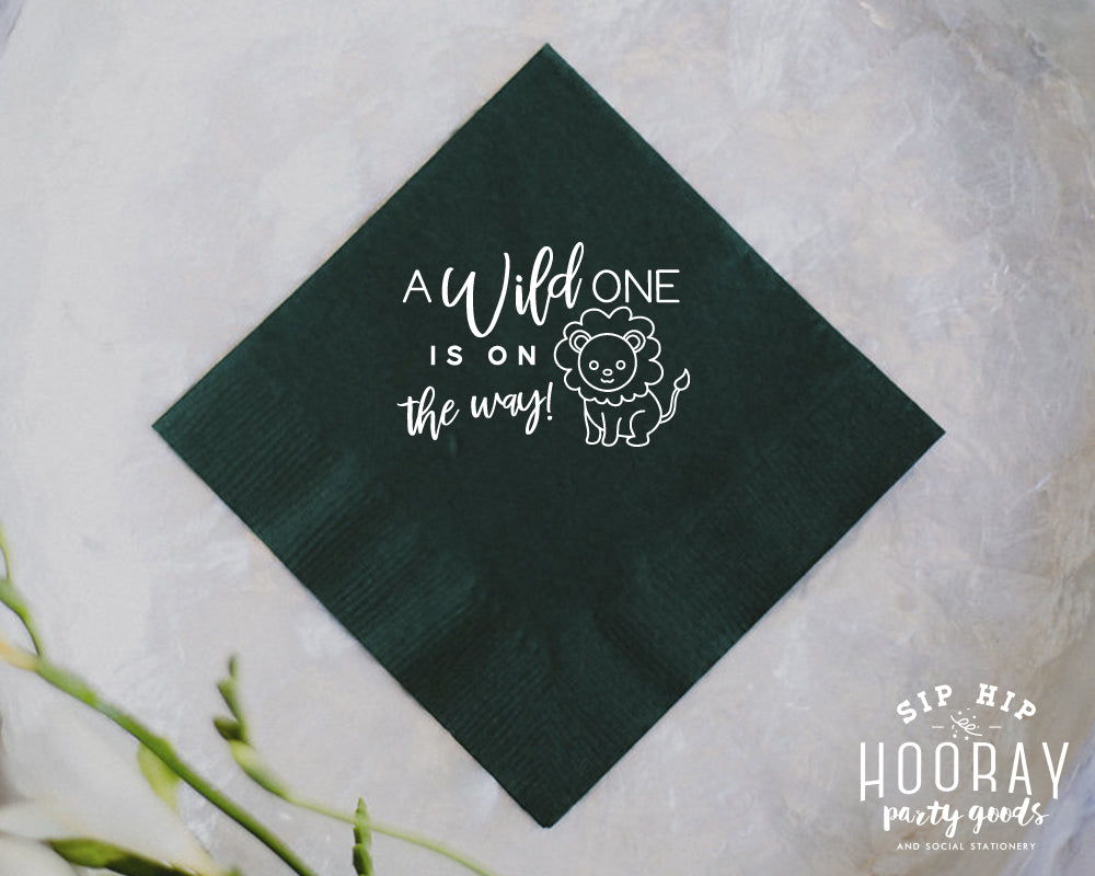 A Wild One Jungle Baby Shower Cocktail Napkin