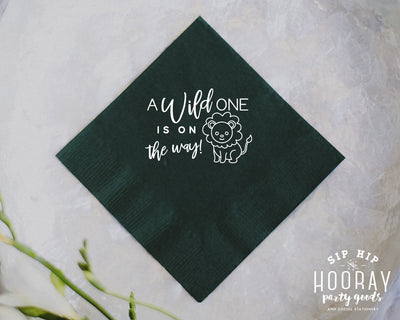 A Wild One Jungle Baby Shower Cocktail Napkin