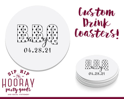 Baby Q Bar-B-Que Baby Shower Coasters
