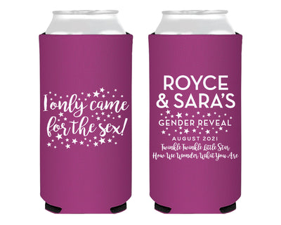 Twinkle Twinkle Star I Only Came for The Sex Gender Reveal Foam Slim Can Cooler