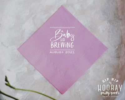 A Baby Is Brewing Shower Cocktail Napkin