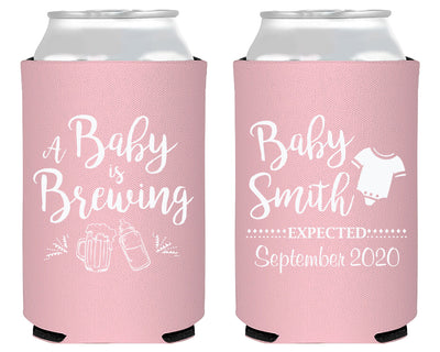 A Baby is Brewing Bottle, Beer and Onesie Foam Can Cooler