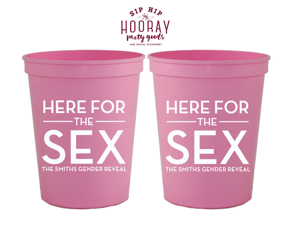 Here For The Sex Simple Baby Gender Reveal Stadium Cup