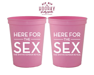 Here For The Sex Simple Baby Gender Reveal Stadium Cup