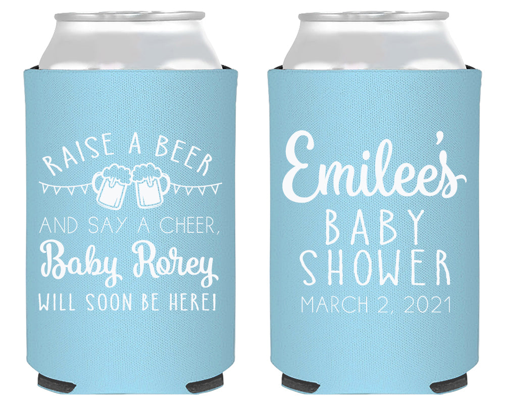 Raise A Beer Baby Shower Neoprene Can Cooler