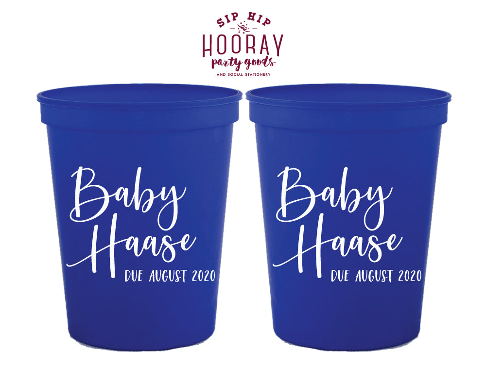 Simple Script Modern with Due Date Baby Shower Stadium Cup