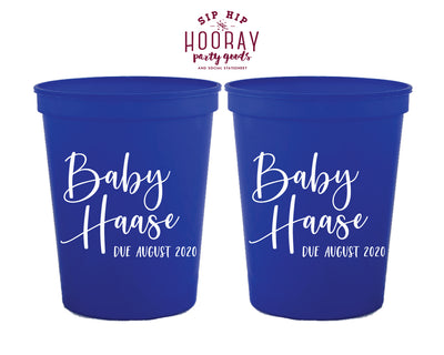 Simple Script Modern with Due Date Baby Shower Stadium Cup