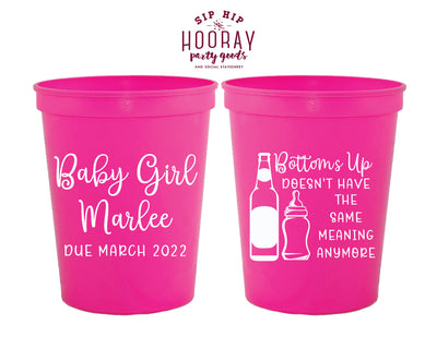 Bottles Bottoms Up Baby Shower Stadium Cup