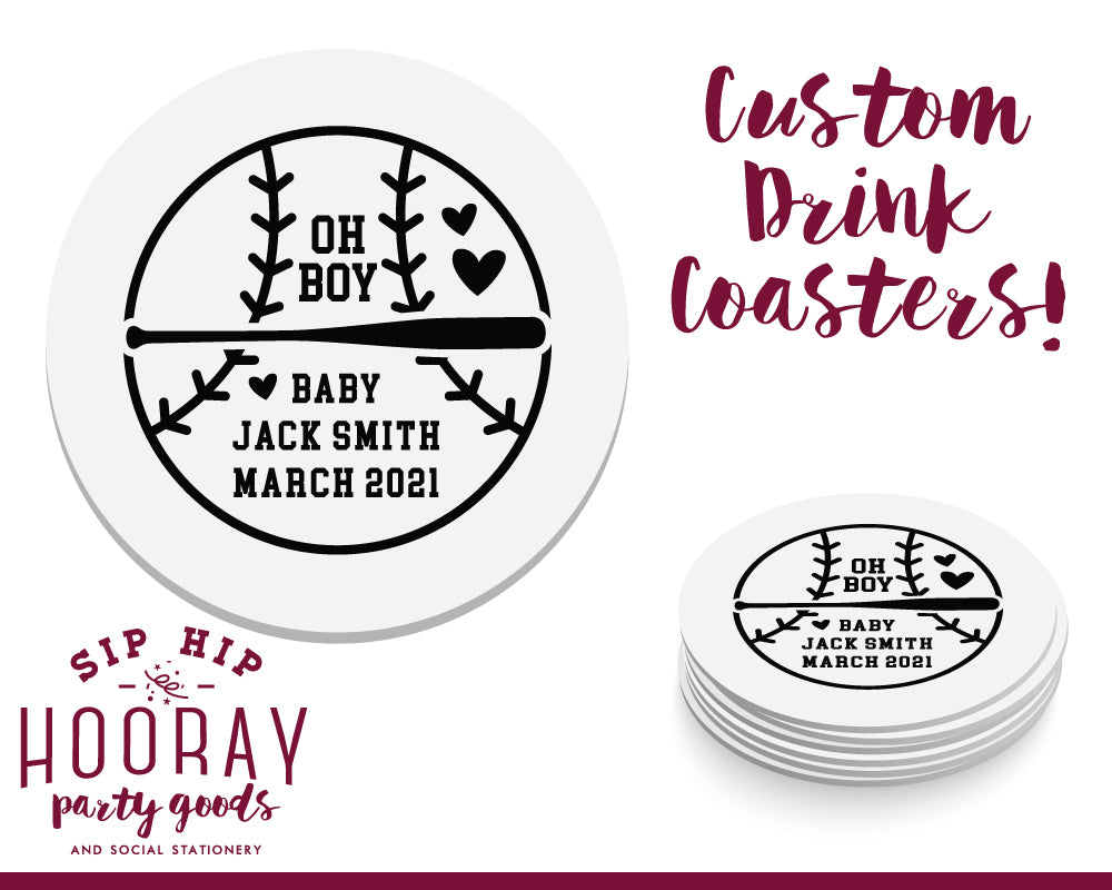 Home Run Baby Shower Coasters