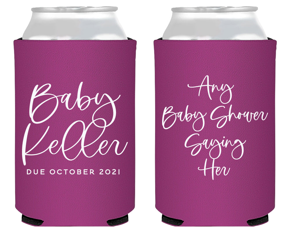 Modern Simple Script Any Saying Custom Baby Shower Neoprene Can Cooler