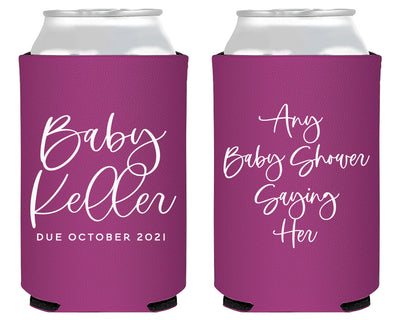 Modern Simple Script Any Saying Custom Baby Shower Neoprene Can Cooler