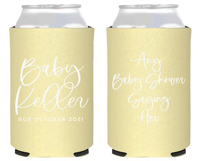 Modern Simple Script Any Saying Custom Baby Shower Foam Can Cooler