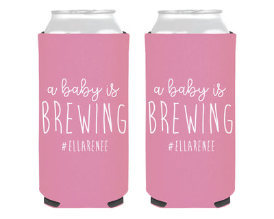 A Baby is Brewing Couples Shower Foam Slim Can Cooler