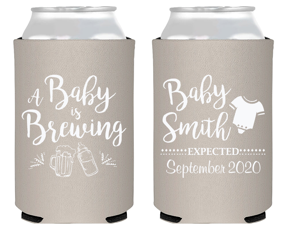 A Baby is Brewing Bottle, Beer and Onesie Neoprene Can Cooler