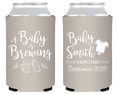 A Baby is Brewing Bottle, Beer and Onesie Neoprene Can Cooler