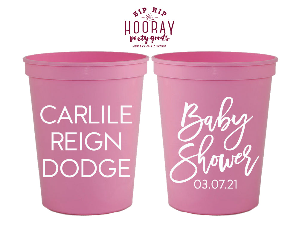 Simple Baby Shower with Baby Name Stadium Cup