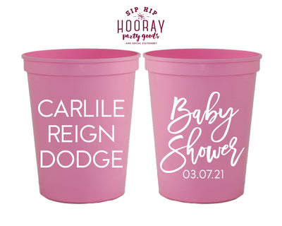 Simple Baby Shower with Baby Name Stadium Cup