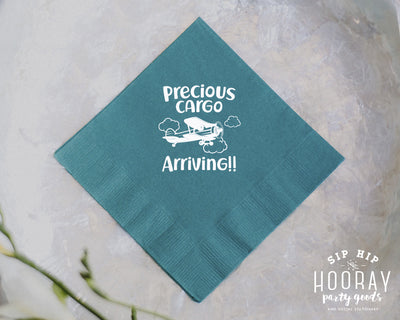 Airplane Baby Shower Cocktail Napkin