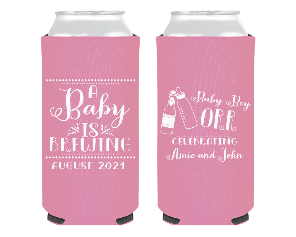 A Baby is Brewing Baby Shower Foam Slim Can Cooler