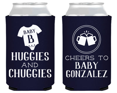 Huggies and Chuggies Beers and Onesie Baby Shower Foam Can Cooler